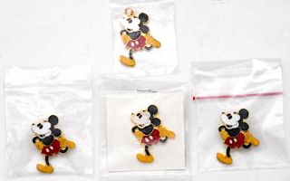 Ernest Trova (3) Mickey Mouse 1 1/4 " Enamel Clutch Back Pin & Pendant/charm