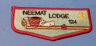 Neemat Lodge 124 Flap Patch Order Of The Arrow Boy Scouts Massachusetts Red