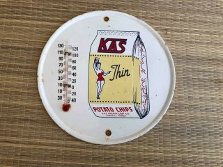 Vintage Kas Thin Potato Chips Food Round Advertising Thermometer