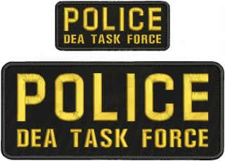 Police Dea Task Force Embridery Patch 4x10 And 2x5 Hook On Back Black/goldxx