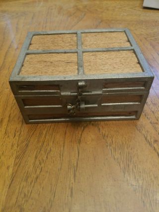 Rare Antique Pewter Swatow Wood Kut Hing Signed Travel Box