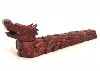 Old / Antique Chinese Carved Wood Dragon Chopstick Box B16