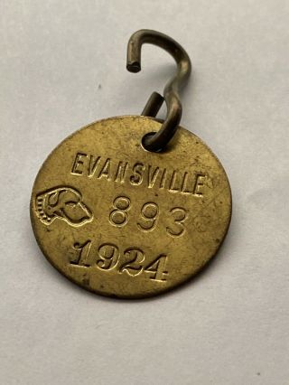 1924 Evansville Indiana Dog Tax Tag 893