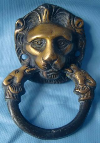 Vintage Door Knocker Handmade Brass Lion Head Utility Home Decor Sculpture Item