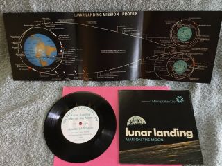 Orig Nasa 1969 Apollo 11 Met Life 7 45 Lunar Landing Man On The Moon W/ Map