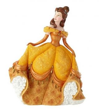 Disney Couture De Force Princess Belle In Golden Ballgown Figurine 4060071