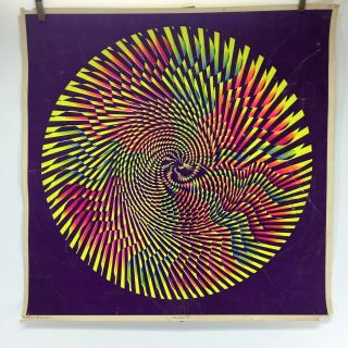Vtg 1960s Hypno Mandala Magic Circle Black Light Poster Psychedelic J1a