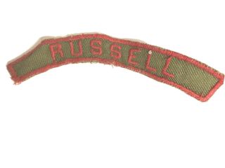 Vintage Boy Scout Bsa Russell Red & Khaki Green Shoulder Strip Patch