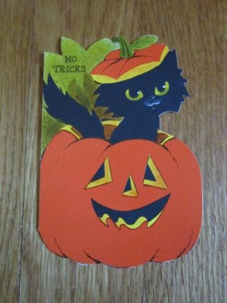 Vintage Halloween Black Cat Invitation 1960s Jack O 