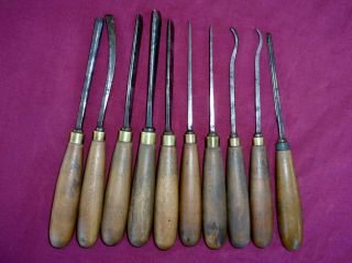 Vintage Buck Brothers Wood Carving Chisel Set of 10 2
