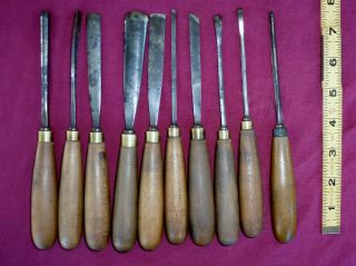 Vintage Buck Brothers Wood Carving Chisel Set of 10 3