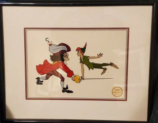 Disney “peter Pan” W/ Captain Hook 1952 Limited Edition Framed Serigraph Cel Art