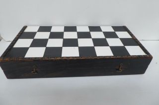 Vintage Wooden Chess Set In Folding Carry Case Table Board