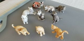 Porcelain Cat Figurines Set Of 10