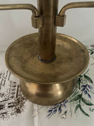 unusual Antique Brass Chinese Candle Stick Holder Oil Burner 3