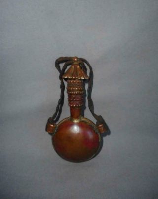 Antique Tibet Top High Aged Copper Buddhist Monks Chab Bum Holy Water Flask