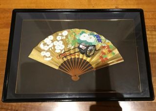 Vintage Japanese 3d Fan In Shadow Box Frame