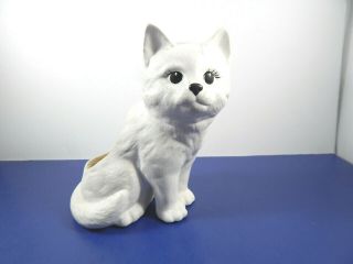 Vintage White Ceramic Cat Planter 6 " Tall X 5 " Wide