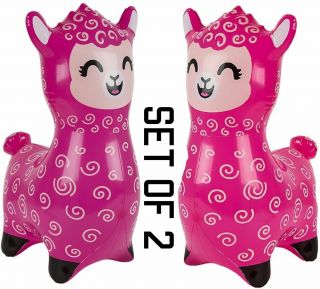(set Of 2) 24 " Pink Alpaca - Llama Inflatable - Inflate Blow Toy Party Decoration