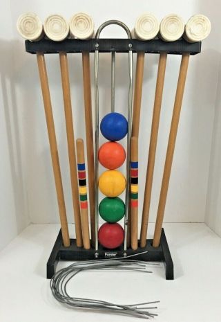 Vintage Wood Forster Croquet Set & Stand - 6 Player -,  Usa