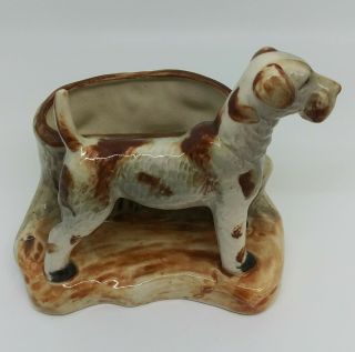 Vintage Ceramic Pointer Hunting Dog Planter Figurine
