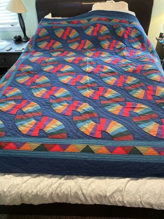 Vintage Arch Quilts Handmade Blue Quilt Full Size