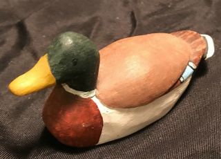 Vintage Hand Carved & Painted Miniature Wood Duck Decoy Mallard Duck