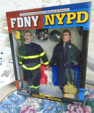Official Fdny Nypd York Firefighter Police 9/11 Tribute Action Figure Dolls