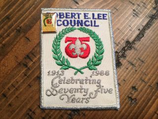 Robert E.  Lee Merged Council 75th Anniversary Cp Boy Scout Patch & Pin