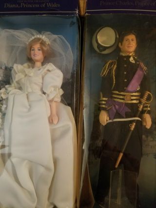 Dolls: Prince Charles & Princess Diana In Wedding Clothes 12 Inches Tall Nib