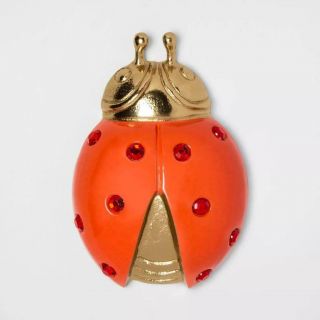 Opalhouse Rhinestone Ladybug Decorative Metal Figurine Gold And Red 6 " X 1.  4 "