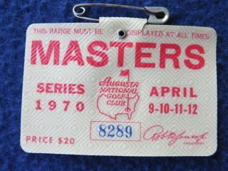 Vintage 1970 Augusta National Masters Golf Tournament Badge Won By Billy Casper