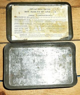 Antique Official Boy Scouts of America Metal First Aid Kit Tin (empty) c1915 3