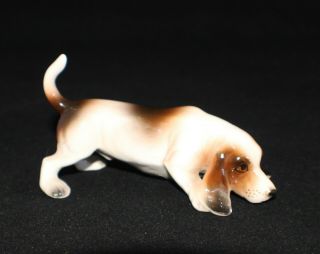 Vintage Basset Hound Dog 4 " High Gloss Figurine Japan