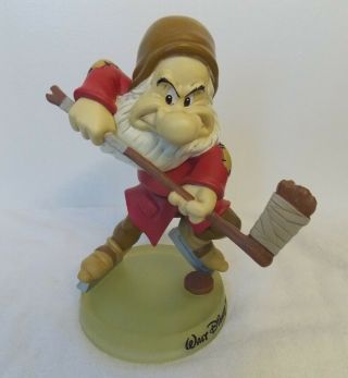 Rare Disney Snow White Dwarf Grumpy Hockey Player Bobble 7 3/4 " Figure