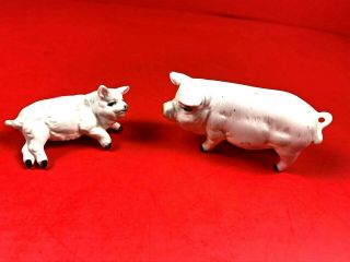 Set Of Two Vintage Miniature Bone China Pig Figurines