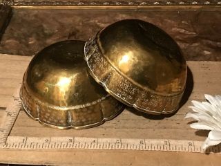 2 Hand Hammered Brass Bowls Scalloped Edge Bowls Decorative Edge 4 1/2 