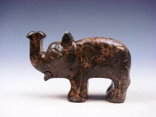 Vintage Nephrite Jade Stone Carved Sculpture Elephant W/ Nose Up 01182001