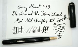 Vintage Conway Stewart 475 Black Chased Hard Rubber (bchr) Fountain Pen; 14 K.