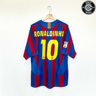 2005/06 Ronaldinho 10 Barcelona Vintage Nike Home Football Shirt Jersey (xl)
