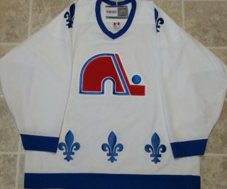 Quebec Nordiques Vintage Ccm Nhl Hockey Blank Jersey Xl Nordiques White Home