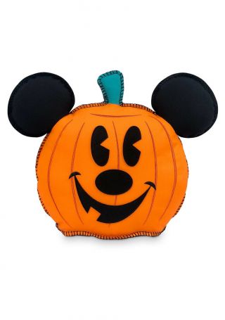 Disney Parks 2020 Halloween Mickey Mouse Pumpkin Pillow In Hand