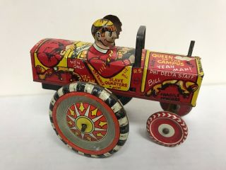 Rare 1950s Marx Toys Tin Wind Up Dipsy Car Queen Of The Campus Slave Quarters