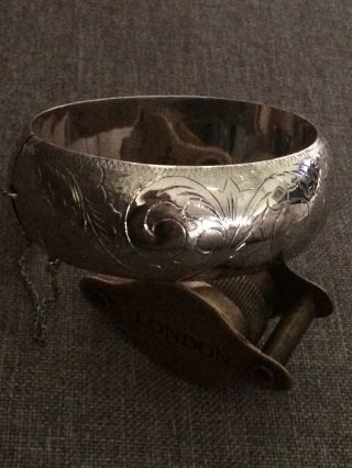 Vintage Sterling Silver Bangle Cuff Bracelet 2.  5 Cm 1 Inch