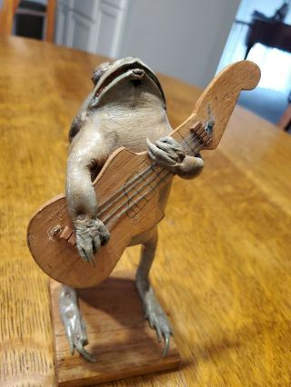 Frog Taxidermy Playing Electric Guitar Vintage Folk Art From 1960 