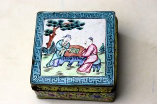 Very Fine Antique 20thc Chinese Qing Famille Jaune Canton Enamelled Covered Box
