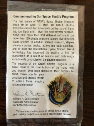 Nasa Commemorative Sts - 1 Columbia Space Shuttle Program Pin