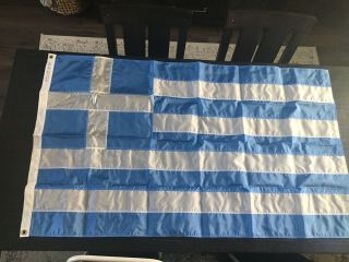 Vintage 1972 Greece National Flag Dettra Dura Lite 95 Nylon 3’ X 5’