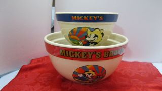 Vintage Set Of (2) Disney Bowls Mickey Mouse Treasure Craft Ceramic Mexico