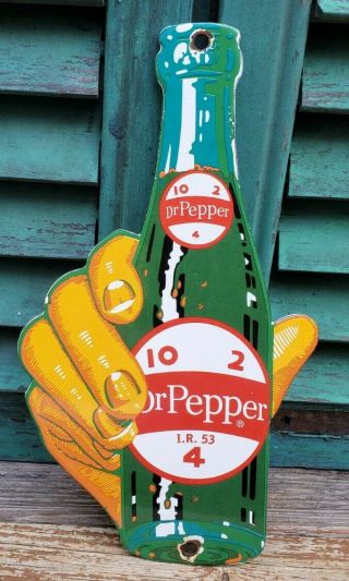 Old Vintage 1953 Dr.  Pepper 10 - 2 - 4 Porcelain Advertising Wood Door Sign Soda